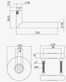 Intersteel Achterdeurbeslag Deurkruk Jura op massieve rozet ø53x10 mm rvs geborsteld