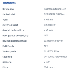 Skantrae Mat Zwart Toiletgarnituur Clyde