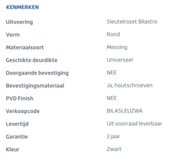 Skantrae Zwart Sleutelrozet Bilastro