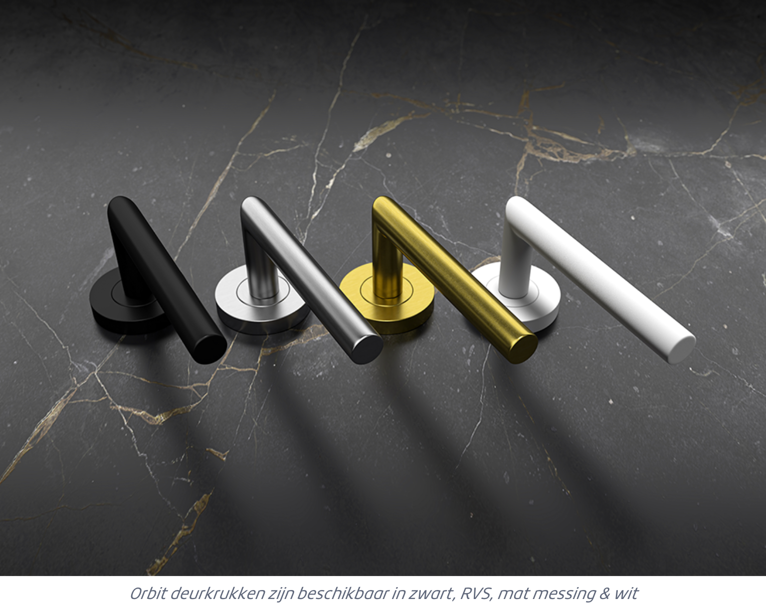 Draaideur pakket hang en sluitwerk - Deurkruk Orbit 19 Regular Mat Messing