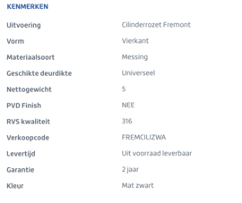Skantrae Mat Zwart Cilinderrozet Fremont