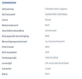 Skantrae RVS cilinderrozet Sagitta