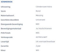 Skantrae Wit Cilinderrozet Astro