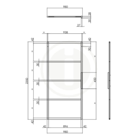 Schuifdeur Cubo Zwart incl. Mat Glas 235x98x2,8 cm + Zwart Ophangsysteem Basic