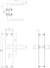 Intersteel Deurkruk Amsterdam met schild 250x55x2mm profielcilindergat 55mm zwart