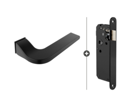 Draaideur pakket Slimserie hang en sluitwerk - Deurkruk Cleves Minimal Mat Zwart