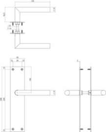 Intersteel Deurkruk Jura met schild 250x55x2mm blind zwart