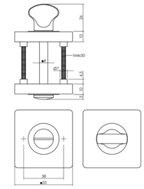 Deurbeslag pakket toiletslot 63/8MM wit met deurkruk Bau-stil en wc-sluiting Messing Titaan