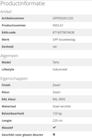 Schuifdeursysteem Teho Zwart 220 cm