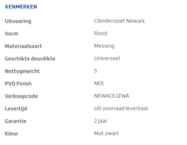 Skantrae Zwart Cilinderrozet Newark