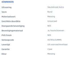 Skantrae Mat Messing Sleutelrozet Astro