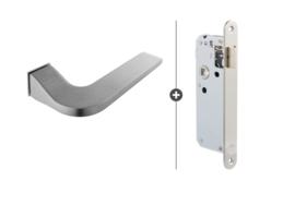 Draaideur pakket Slimserie hang- en sluitwerk - Deurkruk Cleves Minimal Mat Chroom