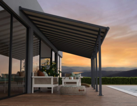 Olympia Terrasoverkapping Grijs Blanke Beglazing 980x295x260-305 cm