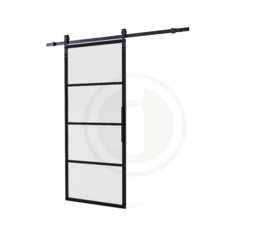 Schuifdeur Cubo Zwart incl. Mat Glas 215x98x2,8 cm + Zwart Ophangsysteem Basic