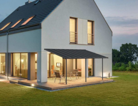 Capri Terrasoverkapping Grijs Bronze Beglazing 555x295-299x260-305 cm