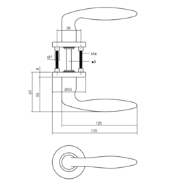 Deurbeslag pakket toiletslot 63/8MM wit met deurkruk Jupiter en wc-sluiting RVS