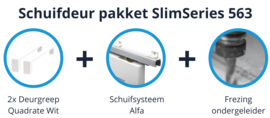 Schuifdeur pakket SlimSeries hang- en sluitwerk 563 - Deurgreep Quadrate Wit