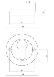 Intersteel Rozet met profielcilindergat Ø52x10mm antracietgrijs