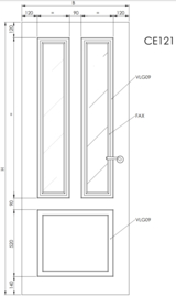 Svedex binnendeur Cameo CE121 Gezandstraald glas met blanke rand