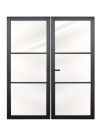 Dubbele staal look deur Nero Legno Genova zwart