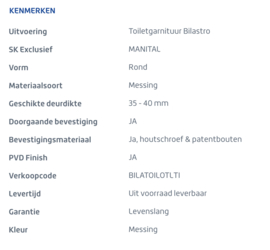 Skantrae Messing Toiletgarnituur Bilastro