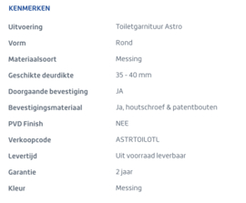Skantrae Messing Toiletgarnituur Astro