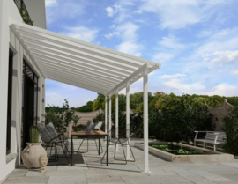 Olympia Terrasoverkapping Wit Blanke Beglazing 860x295x260-305 cm
