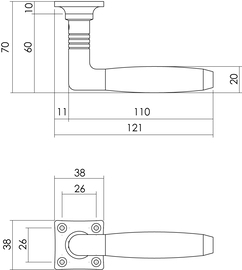 Deurbeslag pakket toiletslot 63/8MM RVS met deurkruk Ton Basic en wc-sluiting Nikkel mat