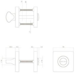 Intersteel Rozet toilet-/badkamersluiting vierkant mat zwart