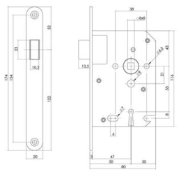 Intersteel Woningbouw magneet klavier dag- en nachtslot 55mm voorplaat afgerond rvs