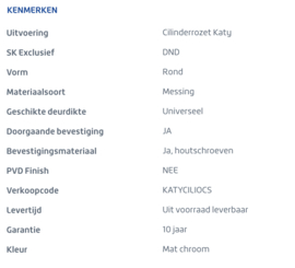 Skantrae Mat Chroom Cilinderrozet Katy