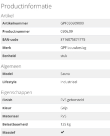 Enkele schuifdeurhanger Sauva RVS