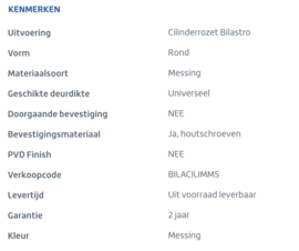 Skantrae Mat Messing Cilinderrozet Bilastro