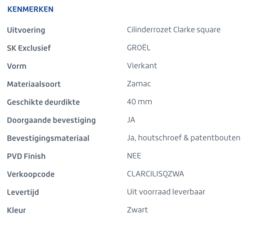 Skantrae Cilinderrozet Clarke square Zwart