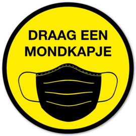 Sticker - Draag een mondkapje - Geel - Vanaf 10 stuks