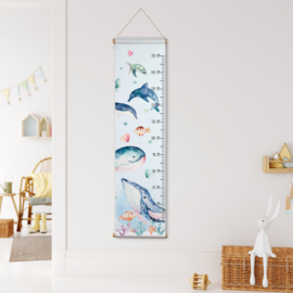Textielposter Groeimeter 'Onderwaterdieren'