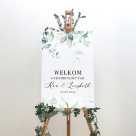 Bruiloft Welkomststicker 'Eucalyptus' | Stickervinyl | 40 x 60 cm