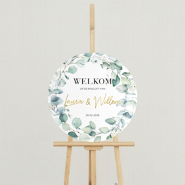 Welkomstbord Bruiloft 'Eucalyptus' | Rond 50 cm