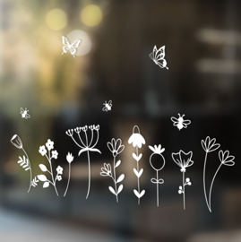 Herbruikbare Raamsticker Bloemen, Vlinders & Bijen