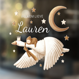 Raamsticker Geboorte Sweet Dreams Baby | Vliegende gans en Baby