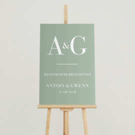 Welkomstbord Bruiloft 'Initialen - groot' | 40 x 60 cm