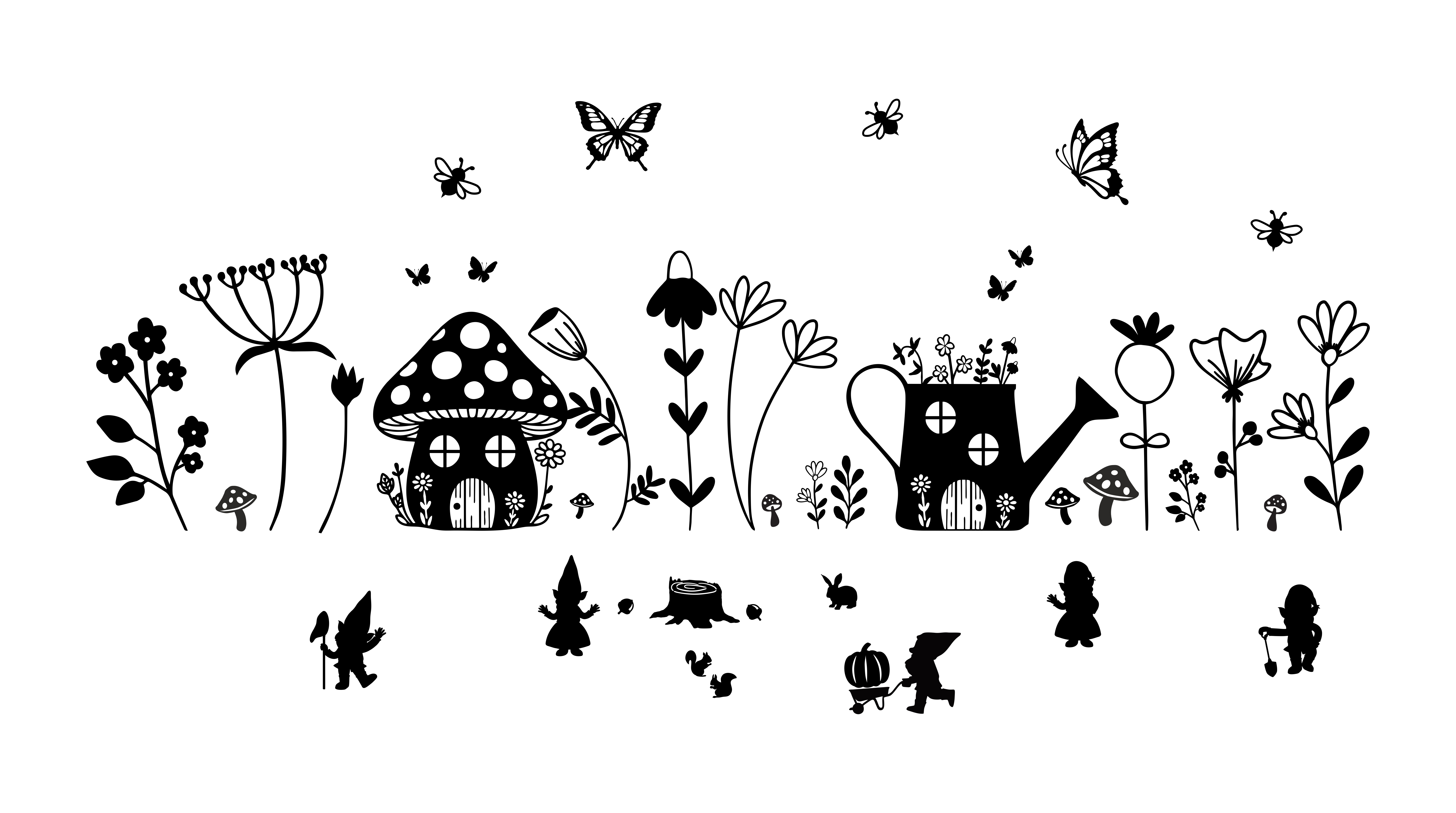 Raamstickers Zomer met Kabouters, Bloemen & Paddenstoelen | COMBI-DEAL | HERBRUIKBAAR