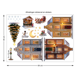 Kerst raamstickers dubbelzijdig herbruikbaar | Hollands kerststraatje