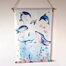 Textielposter 'Onderwaterdieren'