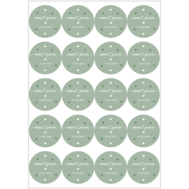 Gepersonaliseerde etiketten 'Hartjes' | 20 stuks | 5 cm