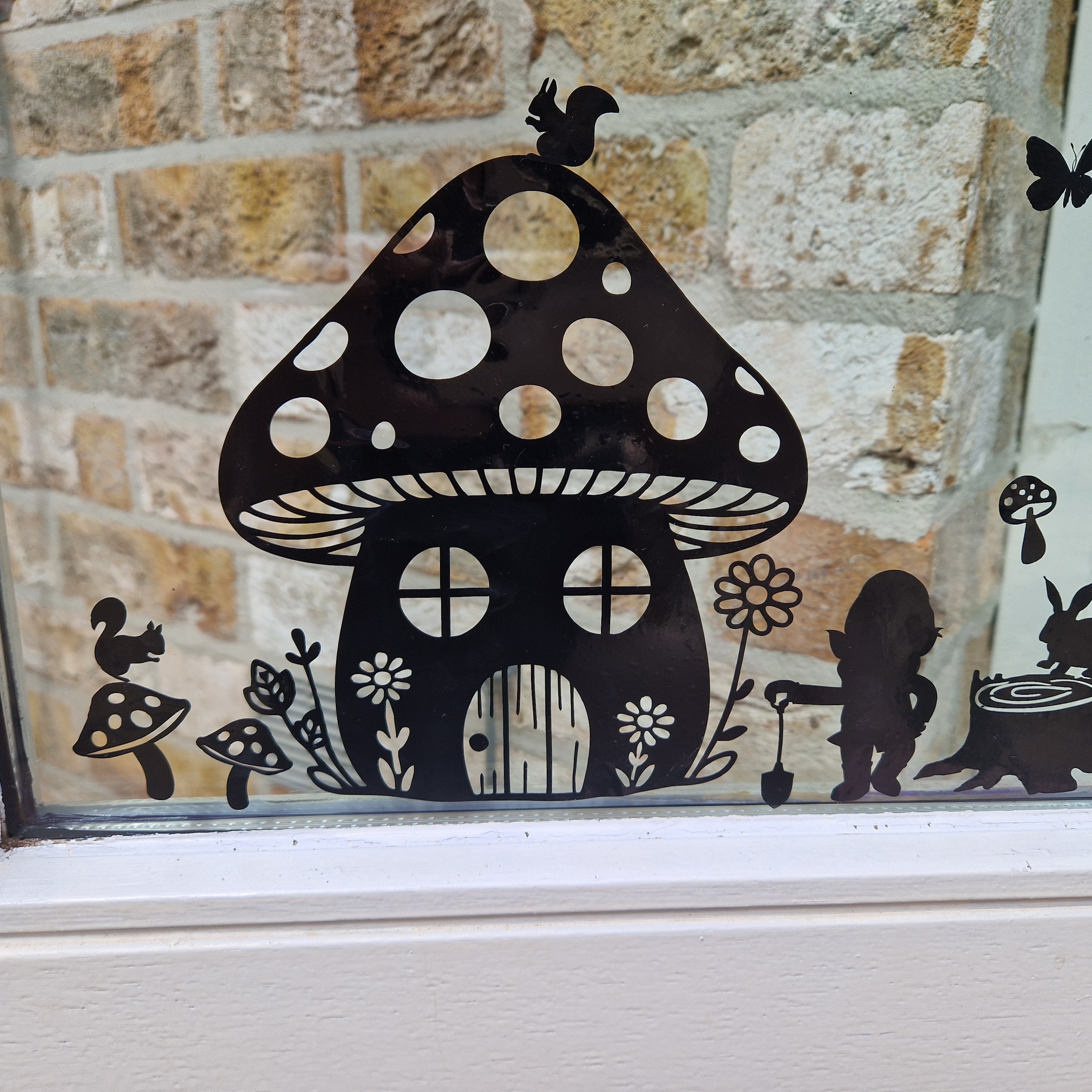 Raamstickers Zomer met Kabouters, Bloemen & Paddenstoelen | COMBI-DEAL | HERBRUIKBAAR