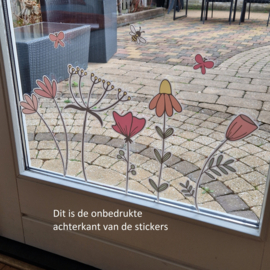 Raamsticker 'Veldbloemen', HERBRUIKBAAR