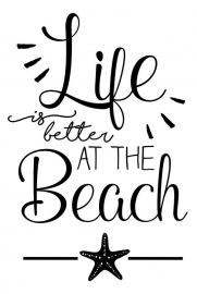 Tekststicker 'Life is better at the beach' - small