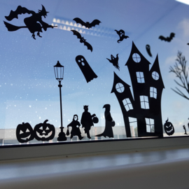 Raamsticker Spookhuis Halloween COMBI-DEAL, HERBRUIKBAAR