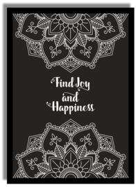 Poster Mandala 'Find joy and happiness' 21 X 29,7 cm A4